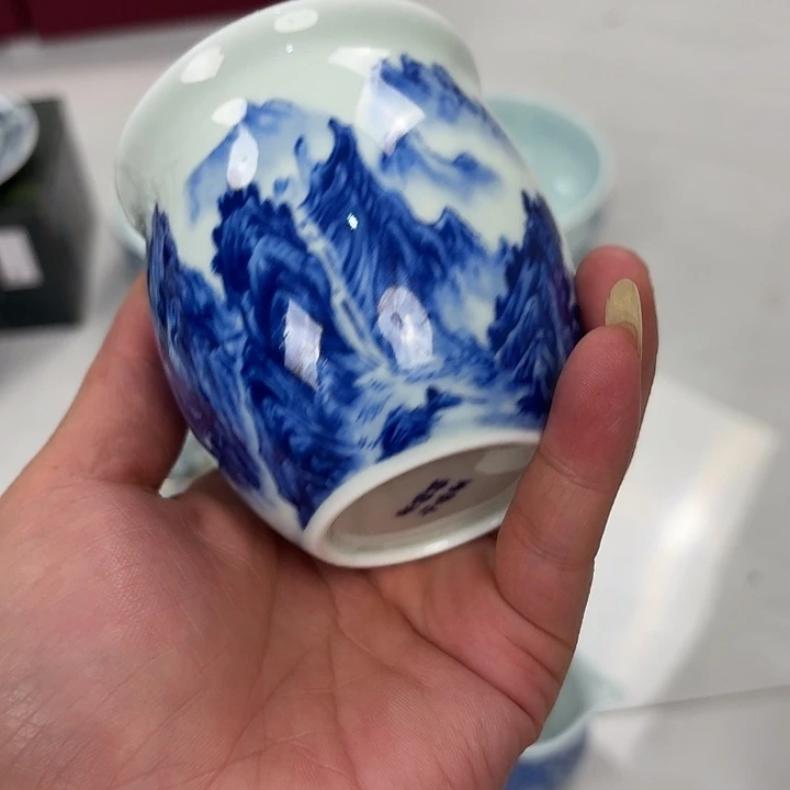 瓷片千里江山公道杯景德镇
