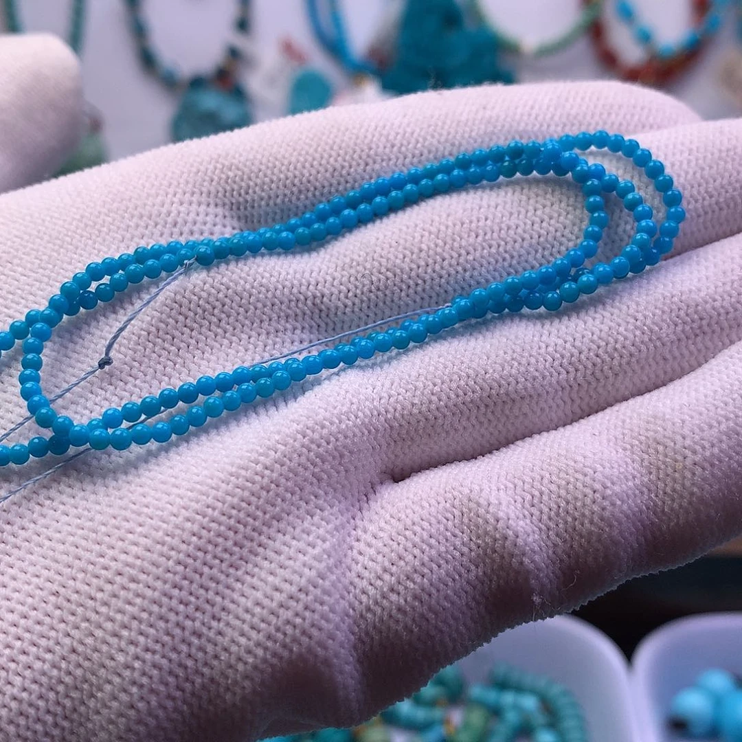 绿松石未镶嵌小米珠项链