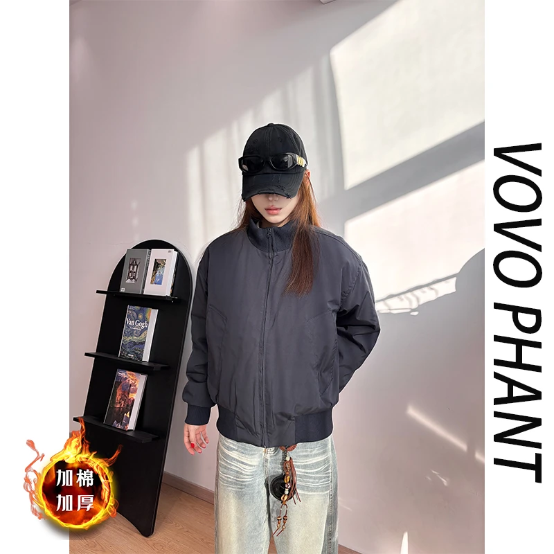 VOVO美式冬季加厚立领飞行夹克男潮流cleanfit短款百搭工装夹克