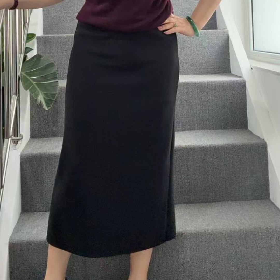 1805松紧腰后开衩弹力一步裙（裙长82cm左右）