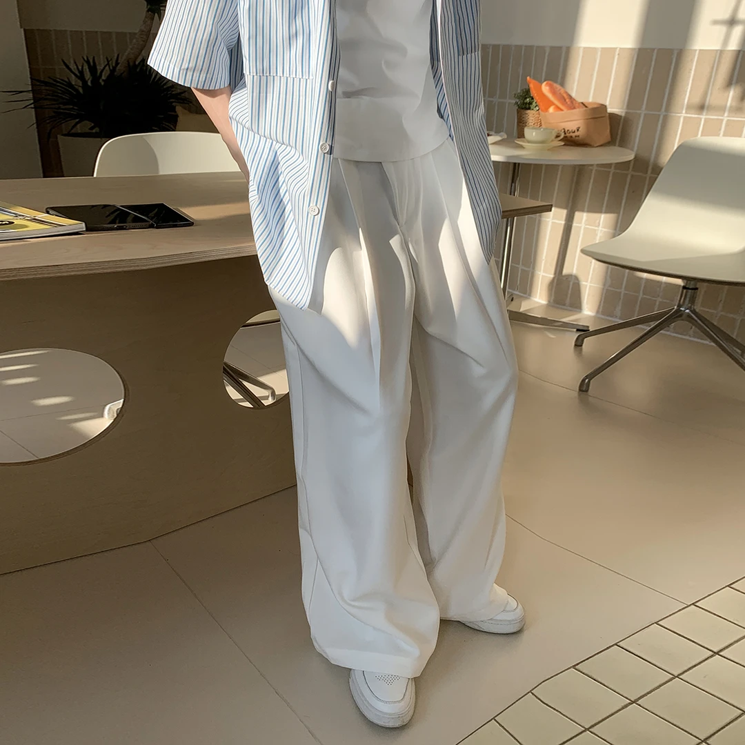 白口阳【普罗旺斯花海】薄款垂感慵懒风休闲裤男同款阔腿长裤DK112