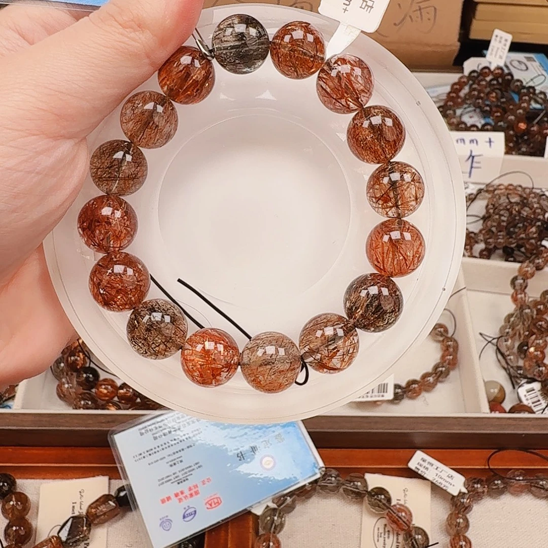 水晶未镶嵌手链天然水晶黑金超七直播间链接