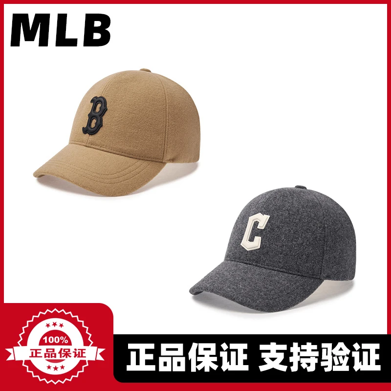 MLB专柜正品24年新款大标毛呢鸭舌帽男女百搭棒球帽 CPWC2