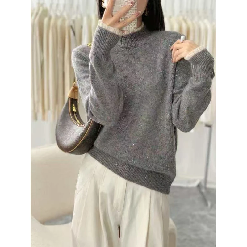 羊毛衫女网红百搭上衣宽松套头长袖打底衫时尚气质针织衫洋气毛衣