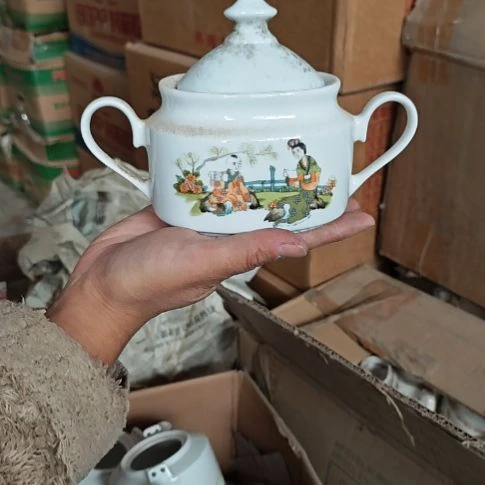 库存微瑕三娘教子茶叶罐
