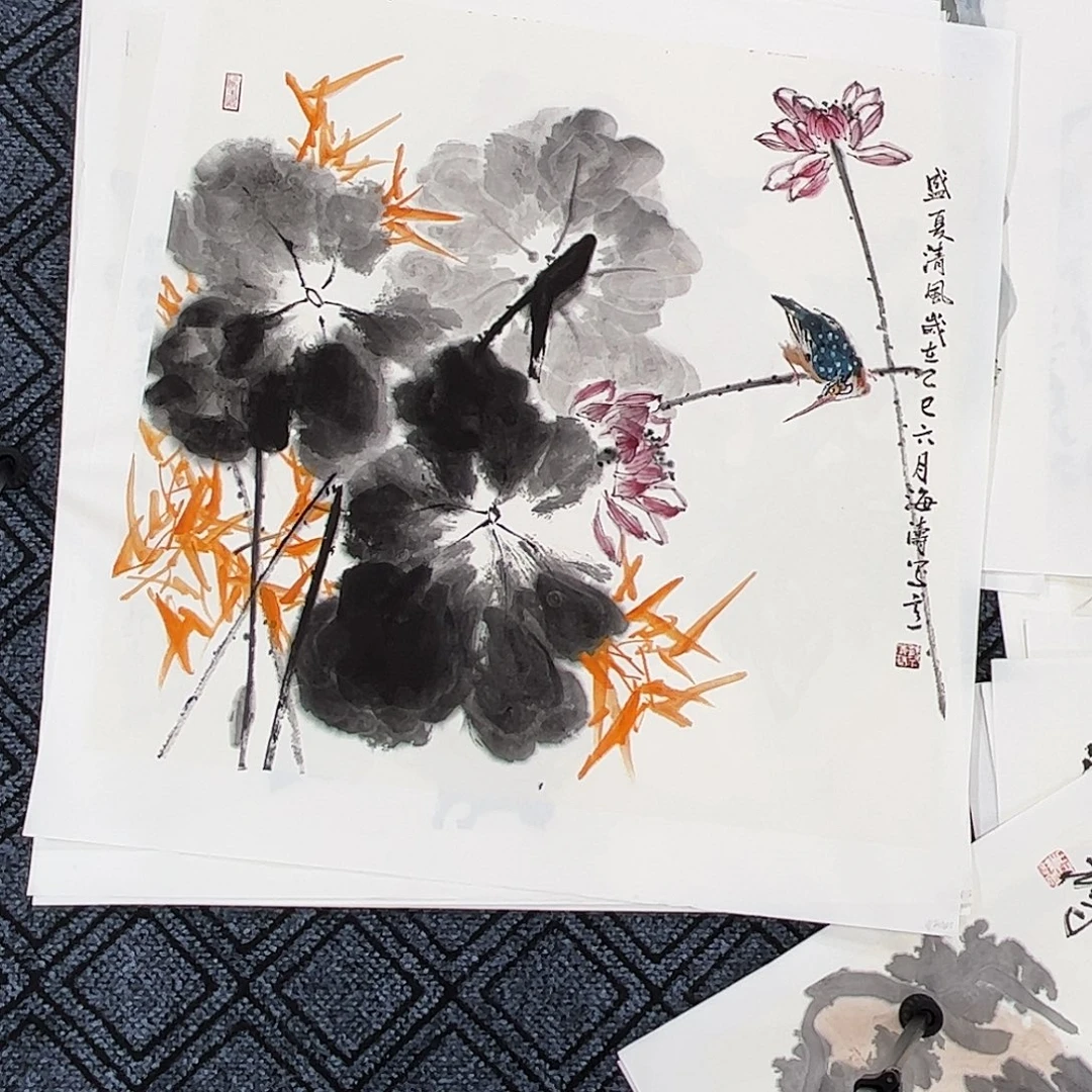 愚***国画蔡海涛老师四尺斗方花鸟奇