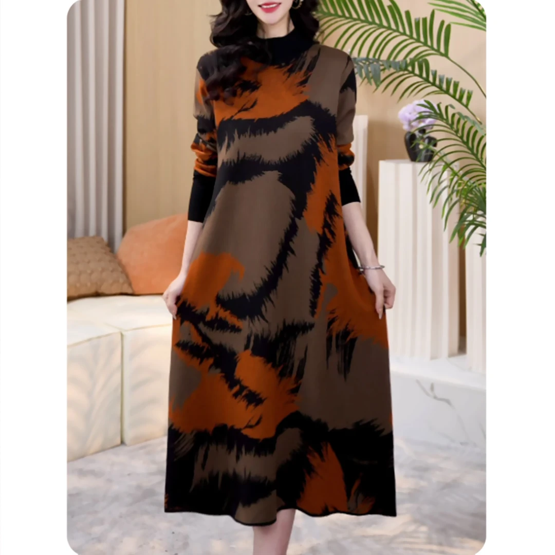 [DTL4]幻影女士宽松连衣裙中长款毛衣裙气质休闲女装4ZL01CZ259