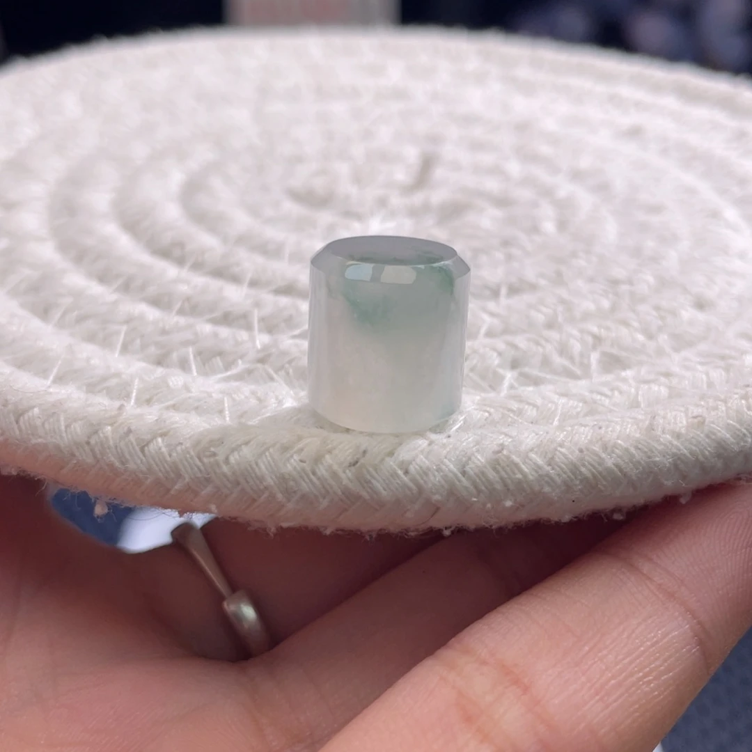 散珠翡翠特色冰飘绿花桶珠卡12.9-12.4mm