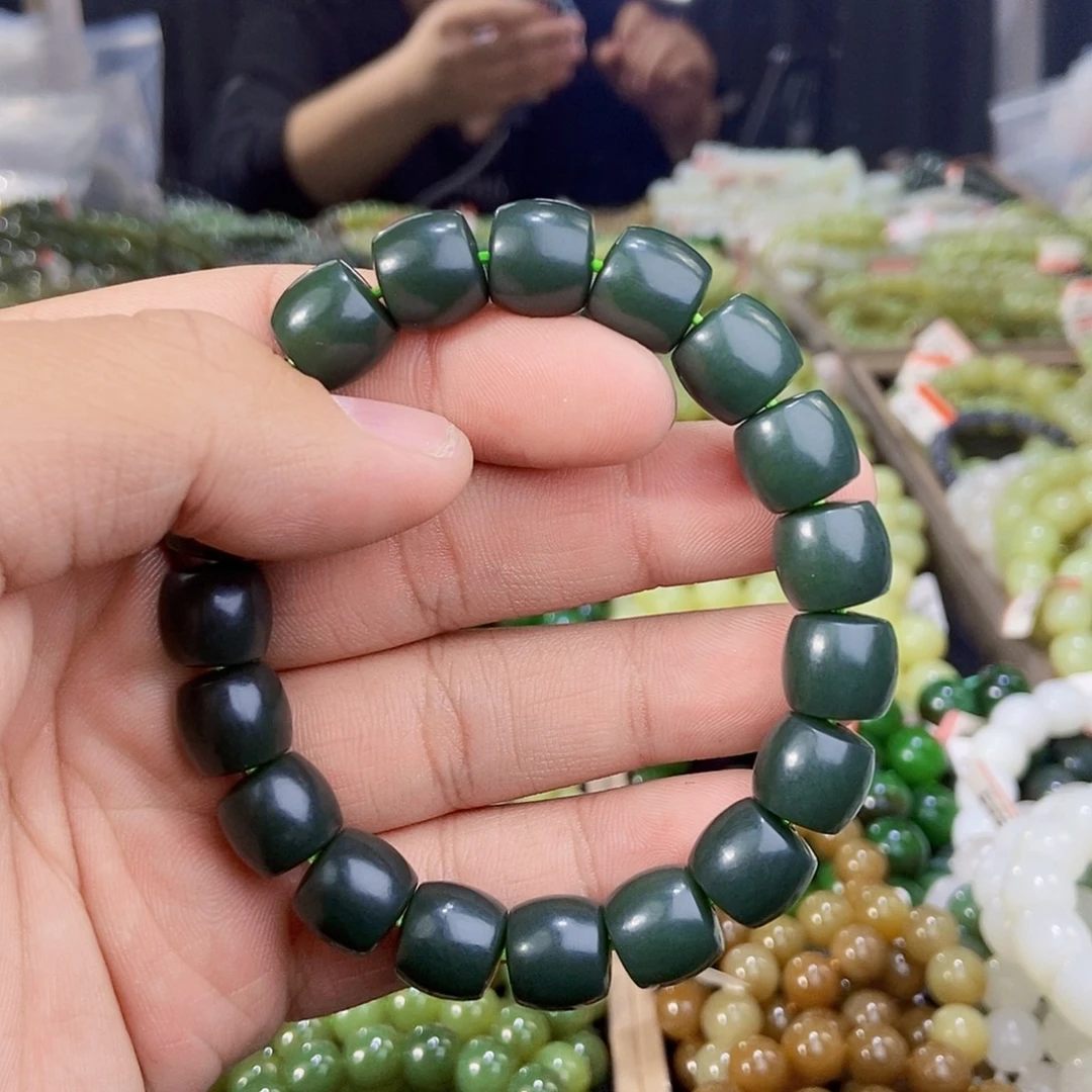 和田玉未镶嵌手串天然卡12且末料且末蓝多样性拍一发一