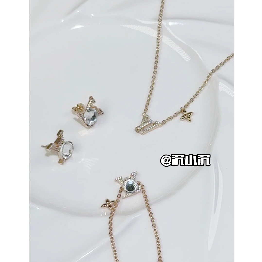 铜合金项链 【满镶字母L19】气质轻奢高版本L字母精工项链