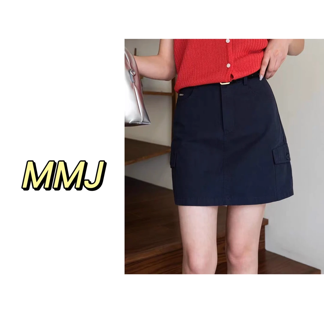 木木家｜韩版A字显瘦工装半裙藏青色