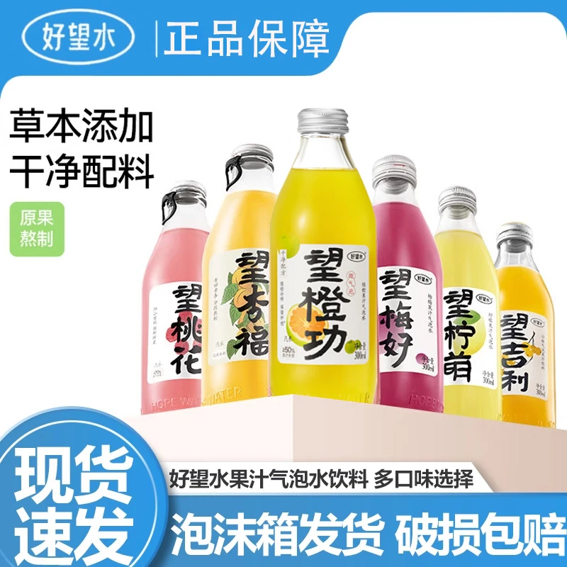 好望水300ml*6瓶果汁气泡水碳酸饮料望山楂望柠萌望橙功望桃花汁