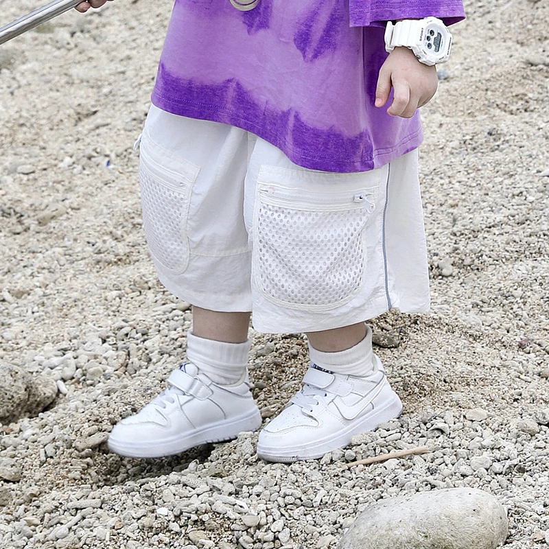 【现货】Jimmy妈童装儿童夏季新款白色薄款休闲网布拼接短裤男童