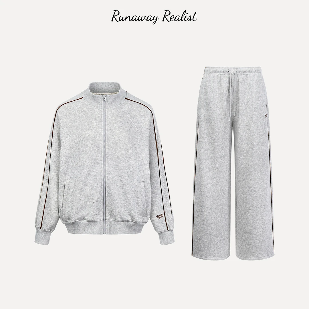 【RUNAWAY REALIST】慵懒撞色织带运动休闲卫衣套装 T060