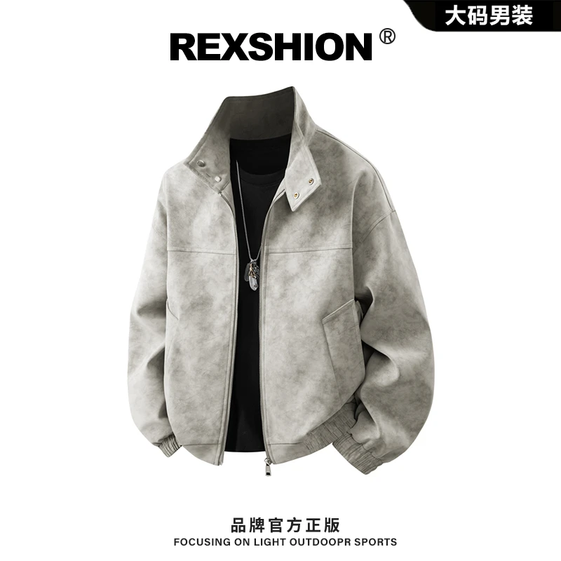 REXSHION秋季新款cleanfit立领夹克男港风潮流休闲宽松扎染外套男