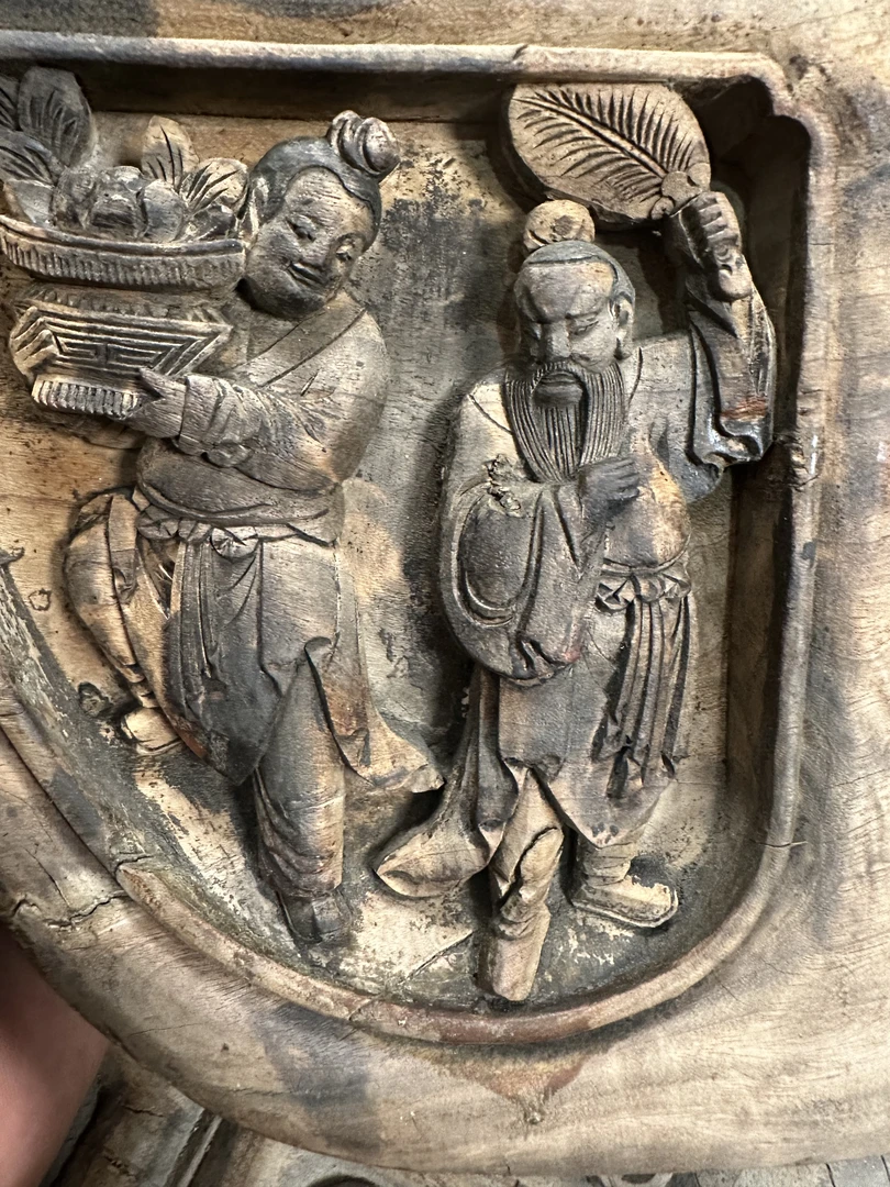 双面工艺老木雕花板老物件