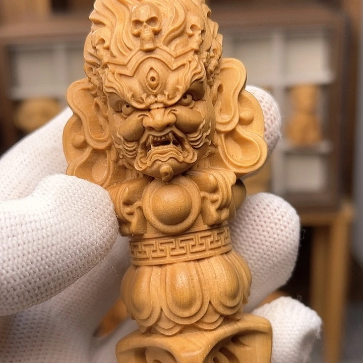 大黑天手把件十二公分黄杨木
