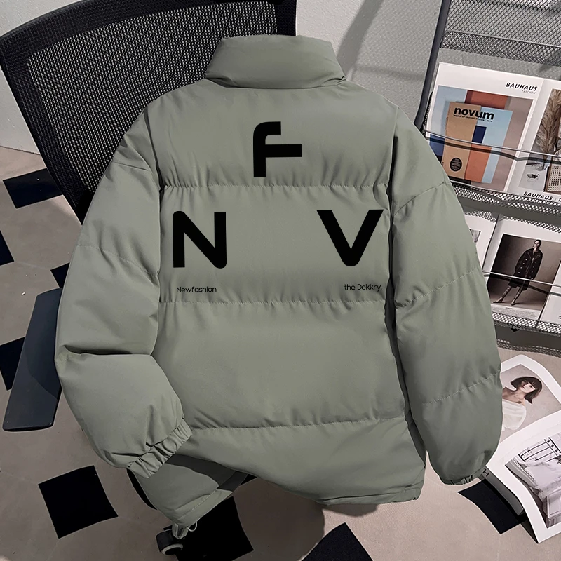 Dekkry冬季防风棉服男女时尚创意字母印花保暖加厚立领面包服外套