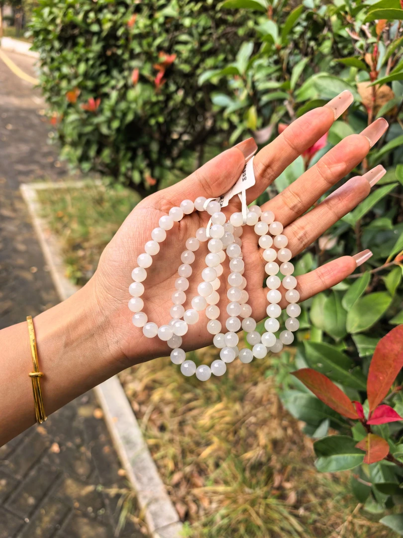 8mm天然和田玉白玉少女百搭时尚多样发一