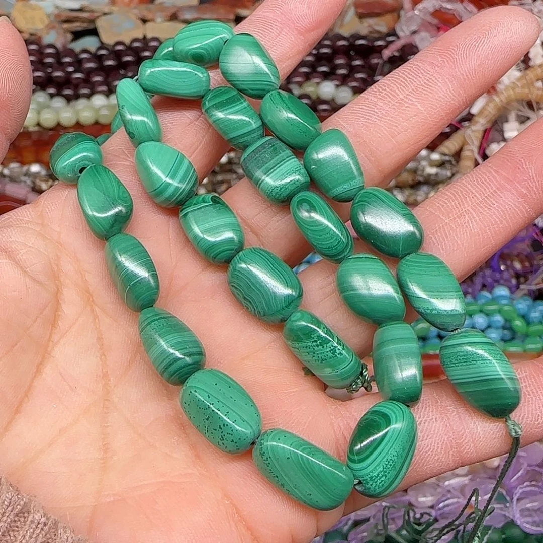 玛瑙/玉髓合金珠宝半成品孔雀石8-10mm一条