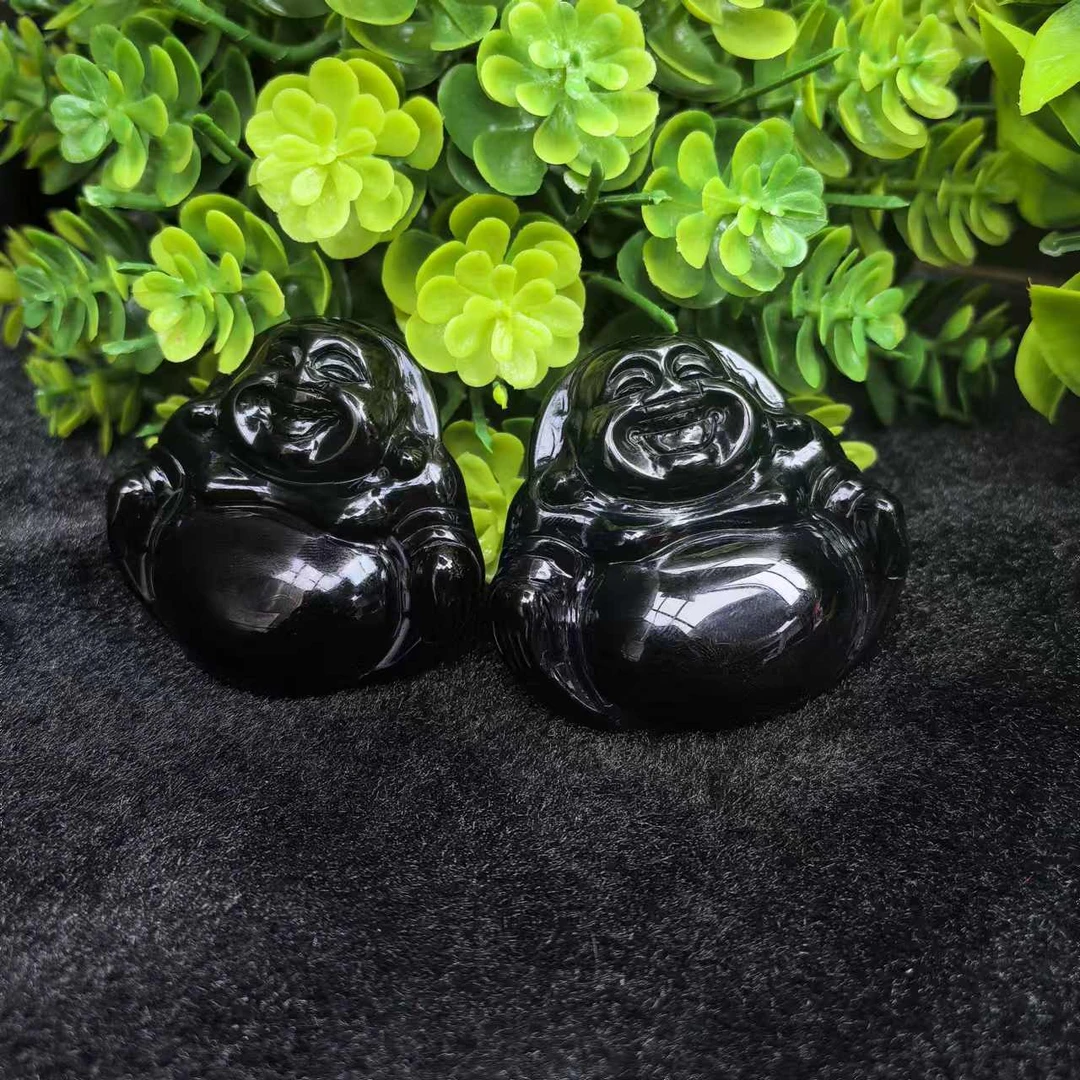 S7414万古玄青黑苓芝玛瑙黑佛公吊坠-配珠链-多样性发货只发一件
