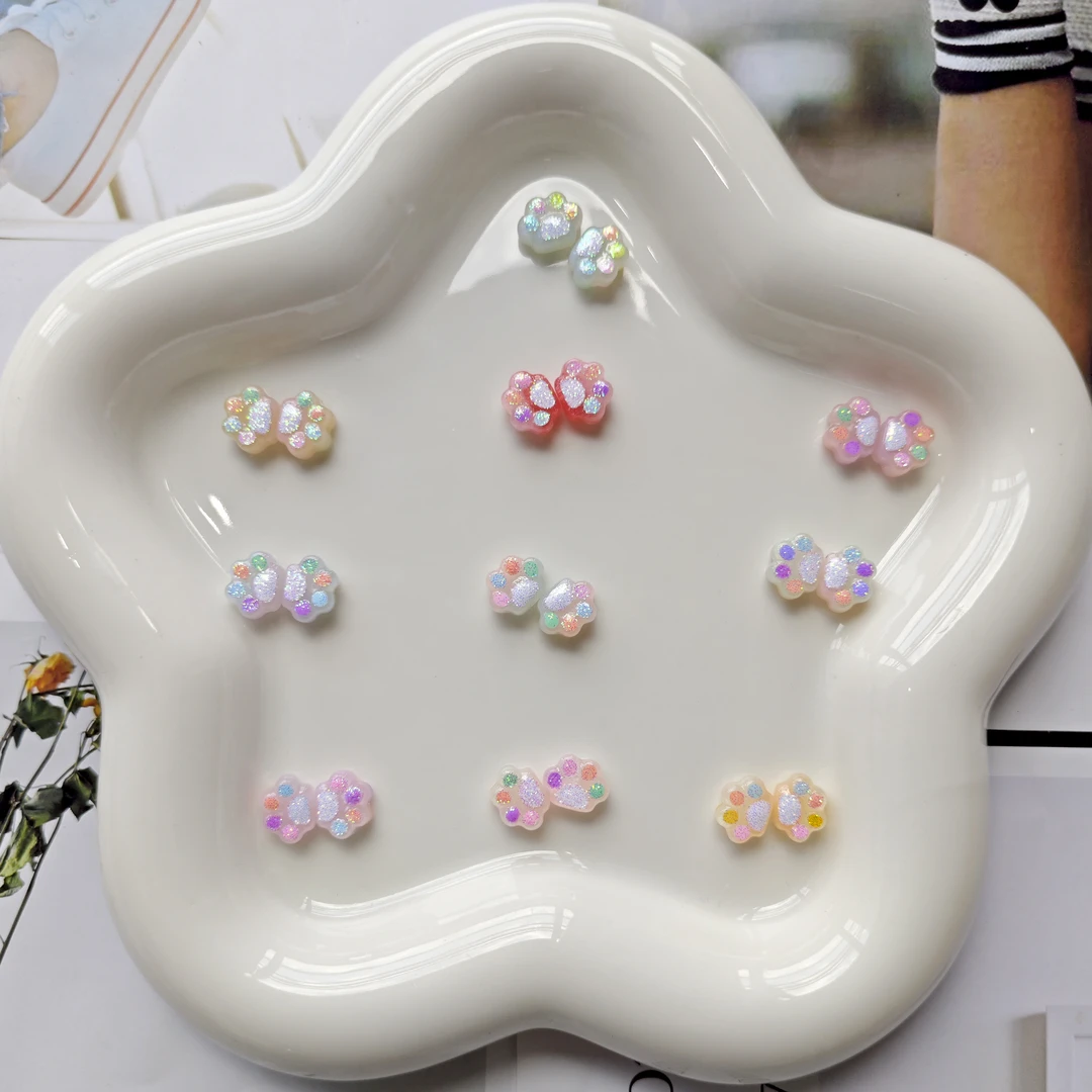 韩国家定制渐变细闪手绘猫爪