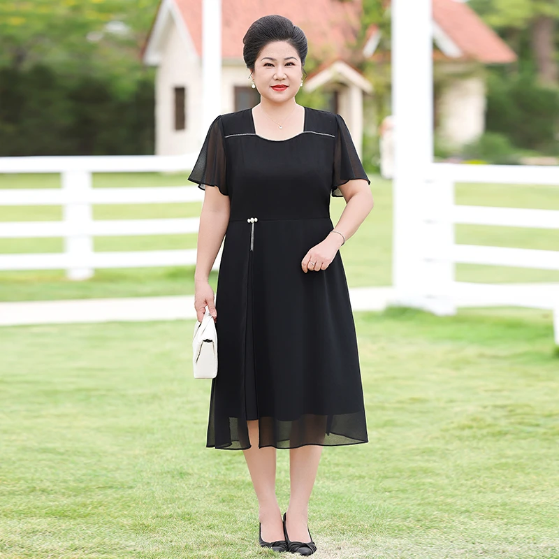 菲姐大码女装夏季新款连衣裙时髦气质加肥加大阔太太高档洋气裙