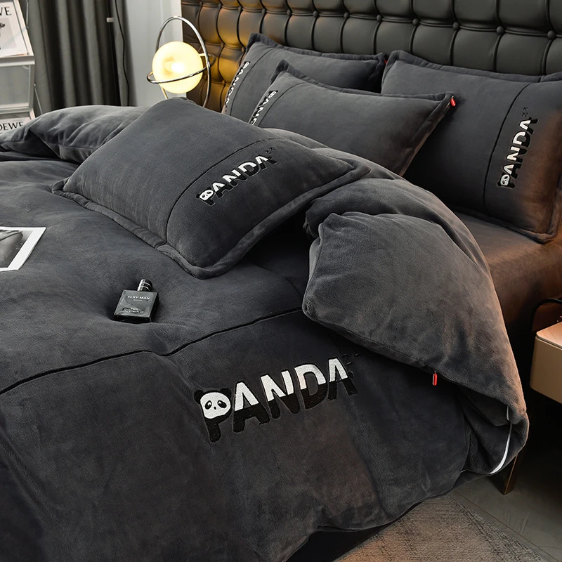 水星高端适用家纺牛奶绒四件套冬季珊瑚绒加厚法兰双面绒床上用品