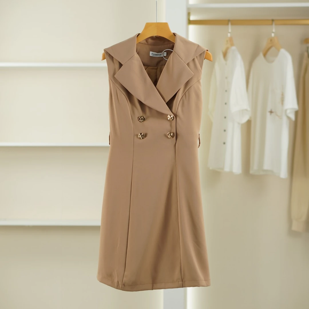 麦迪尚品【深圳原创】40422106 春夏气质通勤西装连衣裙品牌撤柜