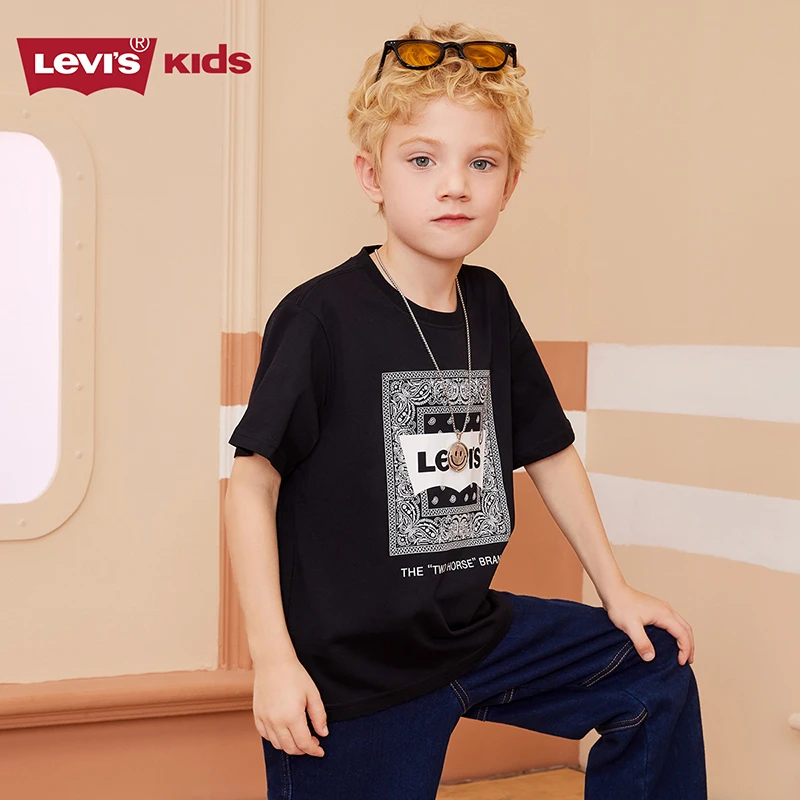Levi's李维斯大童男童装品牌8-16岁潮服亲子短袖T恤儿童夏款上衣