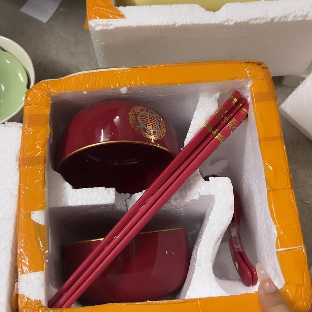 瓷正品喜字碗加勺子加筷子