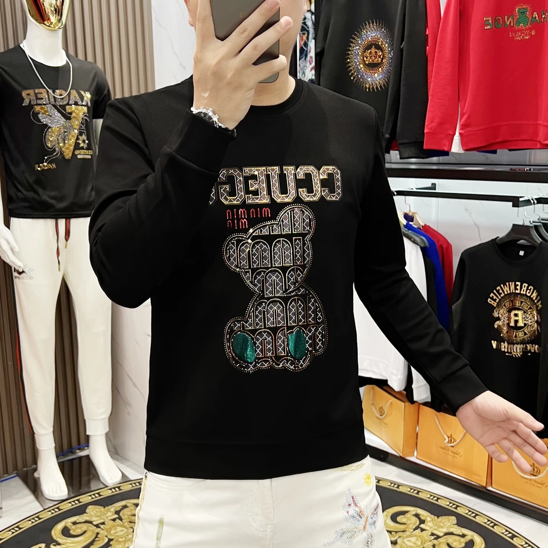 秋冬潮牌新款男士长袖卫衣时尚小熊潮流休闲百搭圆领男装上修身衣