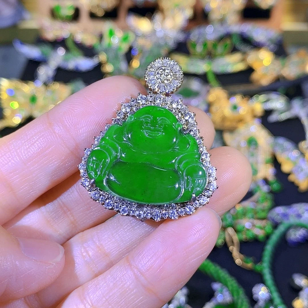 吊坠(不含链)银S925镶嵌翡翠