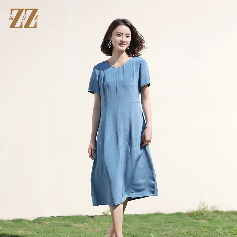 ZZ/佐尔美佐尔美夏季新款重磅桑蚕丝气质真丝连衣裙女E12LS68