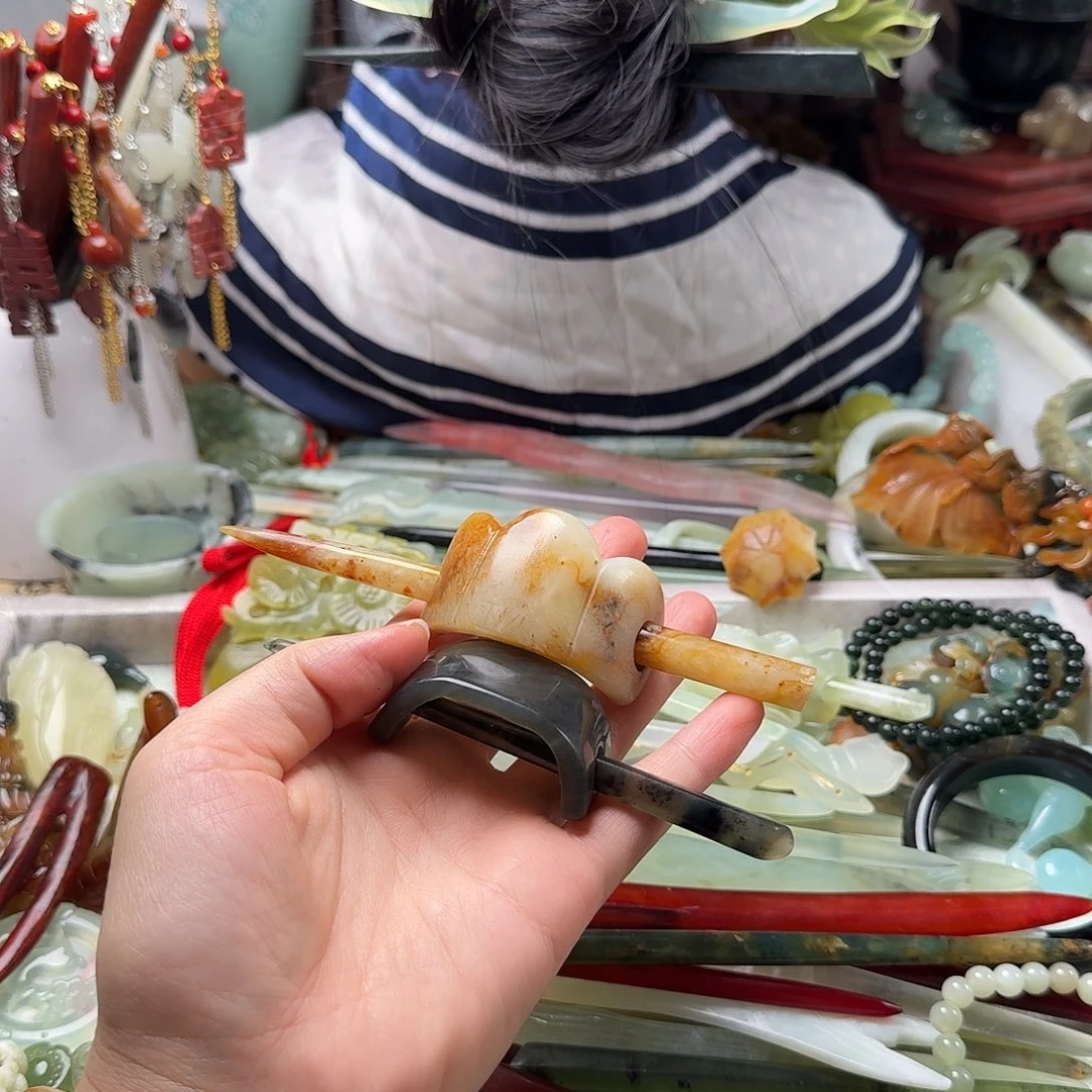 蛇纹石玉合金发饰