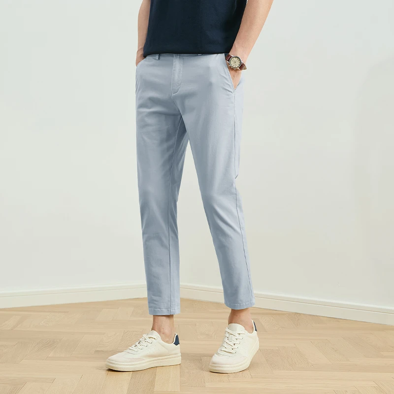 骑行袅九分裤男 新款夏季棉质水洗休闲裤男士潮流修身小脚锥形裤