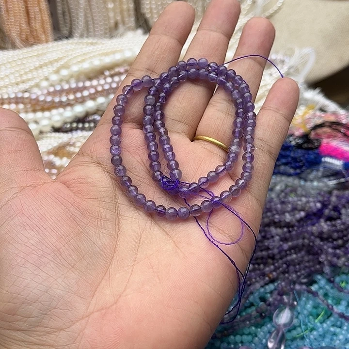 玛瑙/玉髓未镶嵌珠宝半成品一条4mm左右紫晶