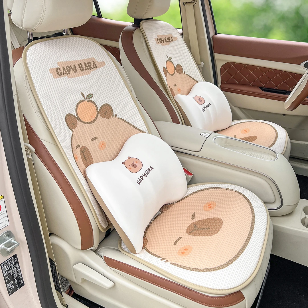 25款欧拉好猫四季通用坐垫汽车座椅夏季卡通车载凉垫车内头枕腰靠