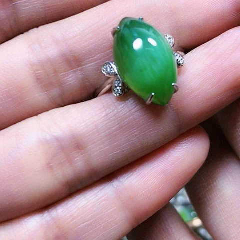 和田玉银S925镶嵌戒指