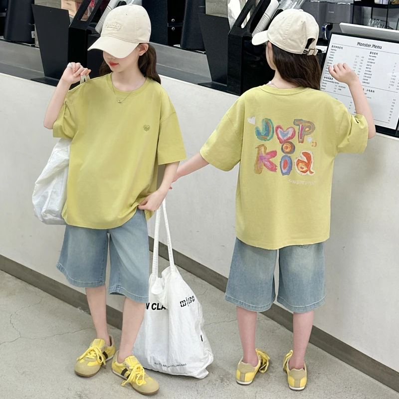 女童套装夏装2025新款洋气儿童装时髦短袖短裤女孩大童夏季两件套