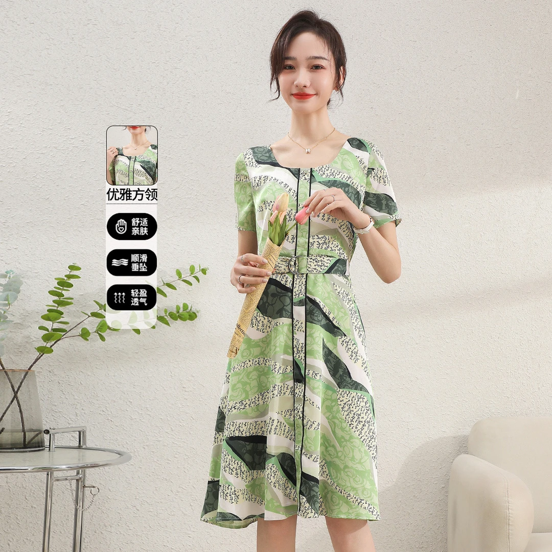 【时尚印花裙】收腰显瘦气质百搭A字连衣裙女TB317159