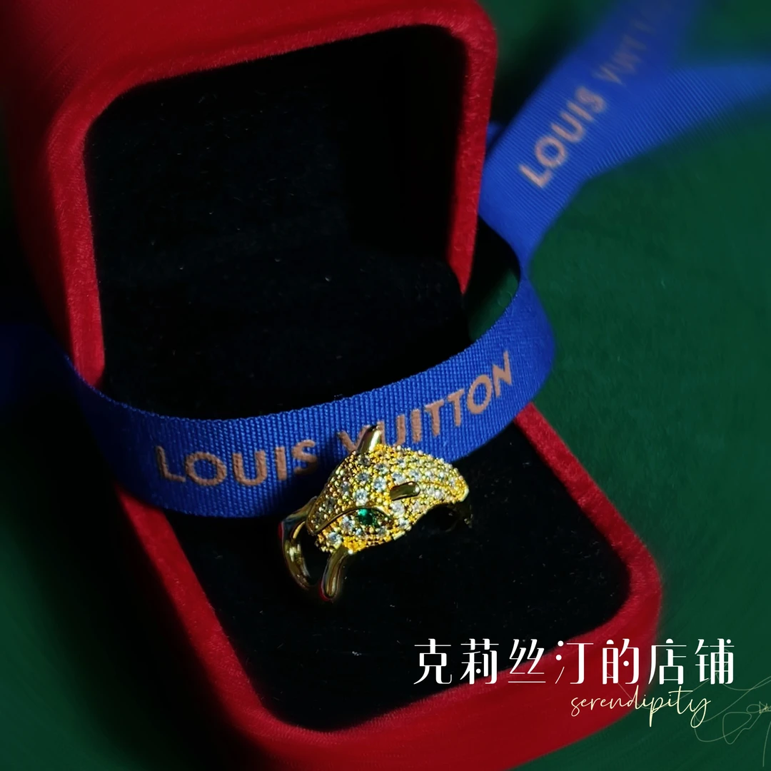 非金属莫桑石戒指 18k金豹子头开口戒指