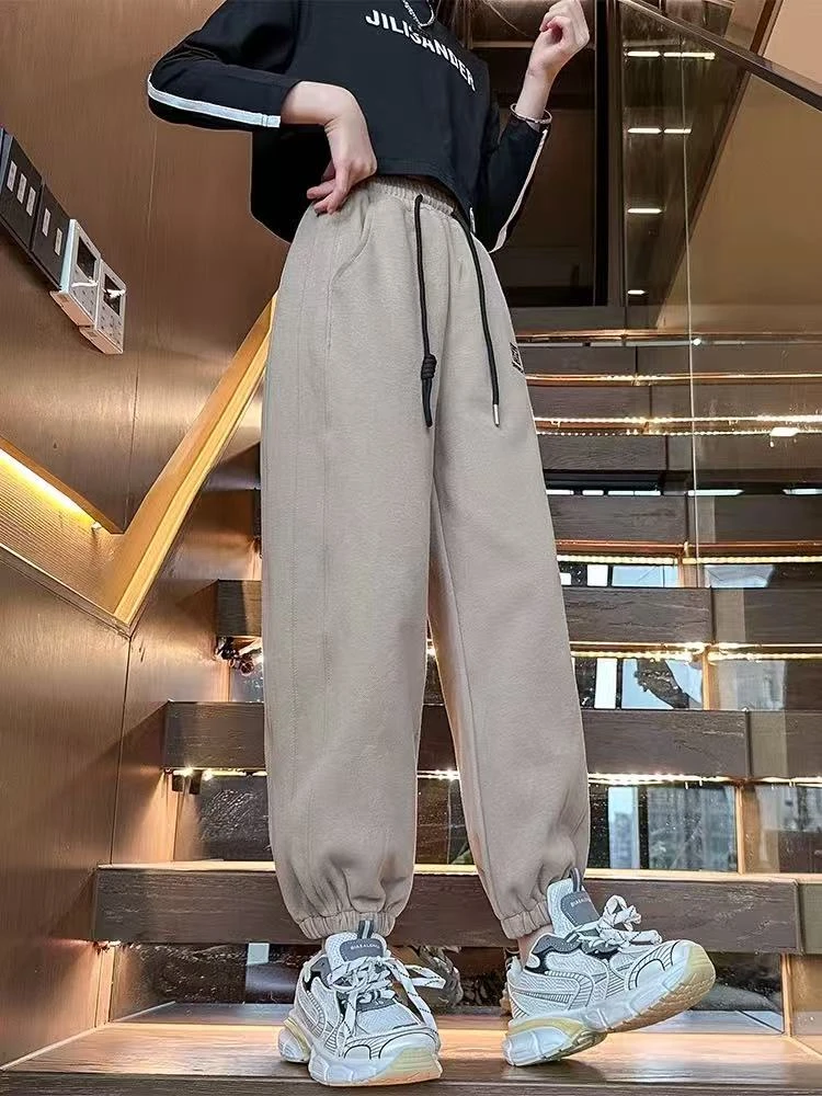 【LAOHE】KZ-3208儿童时尚百搭宽松韩版休闲长裤中大童纯色卫裤