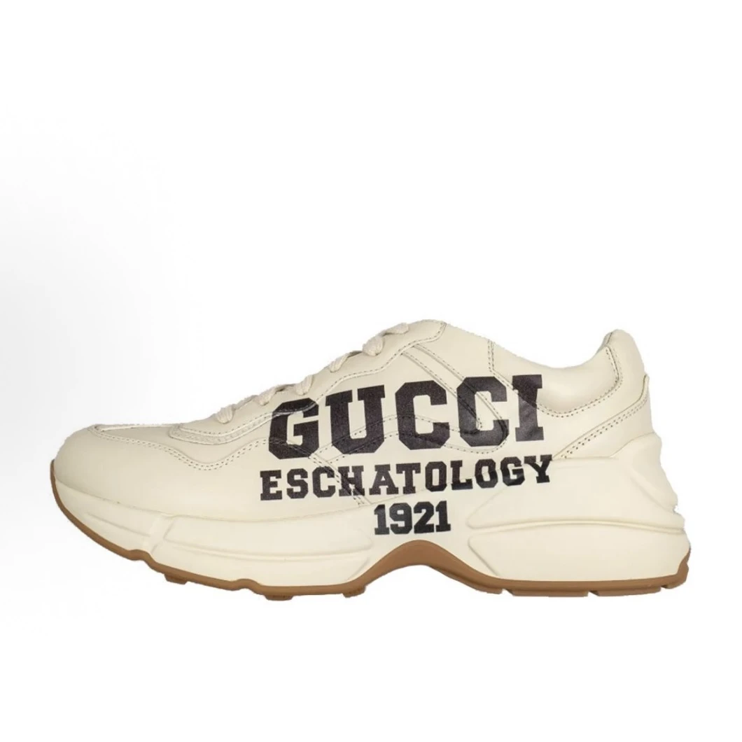 GUCCI/古驰Rhyton皮革印花防滑耐磨象牙白包裹低帮老爹鞋234Y2000