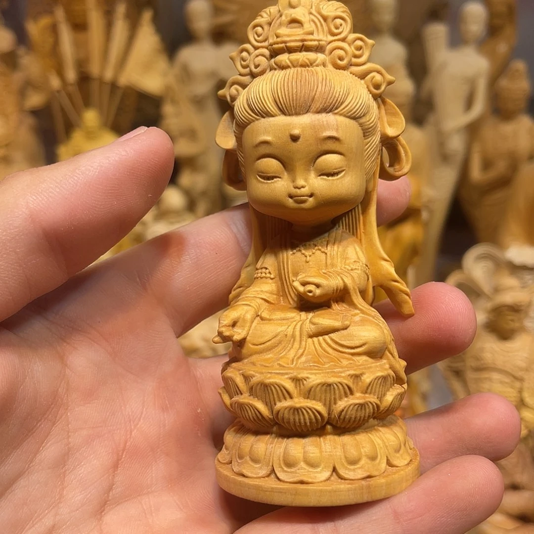 黄杨木小微瑕宝宝观音