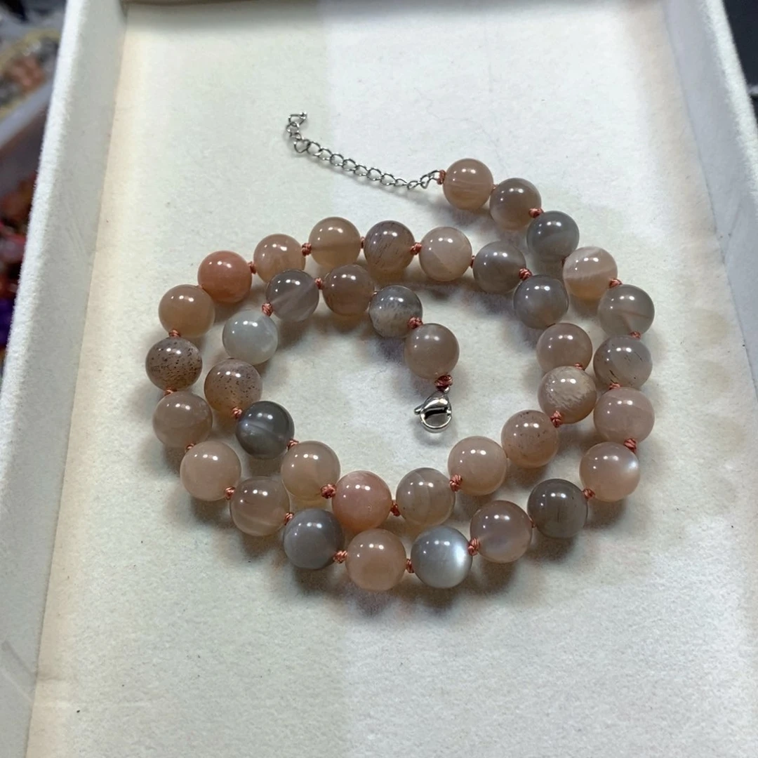 玛瑙/玉髓合金珠宝半成品彩月光项链一条卡10mm