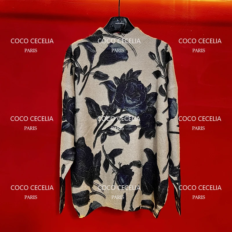 134  优雅玫瑰套头针织衫