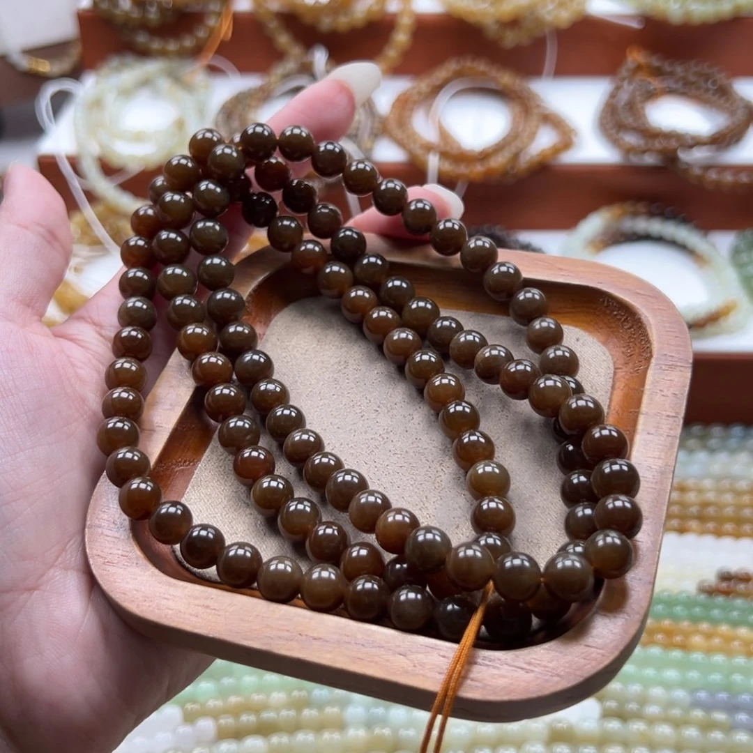 和田玉未镶嵌毛衣链珠串8mm