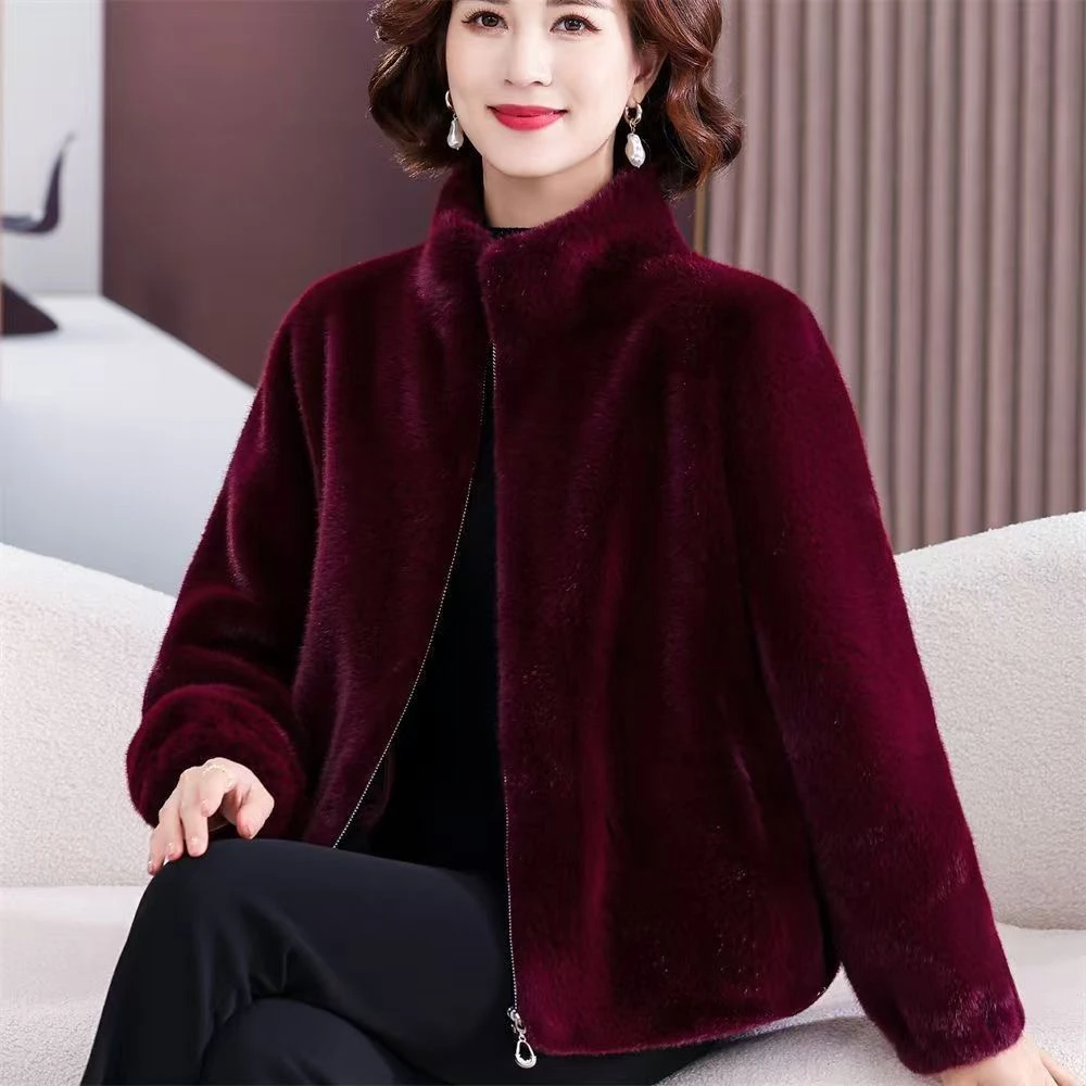 春季新款女士短外套海宁爆款欧貂绒立领时尚宽松