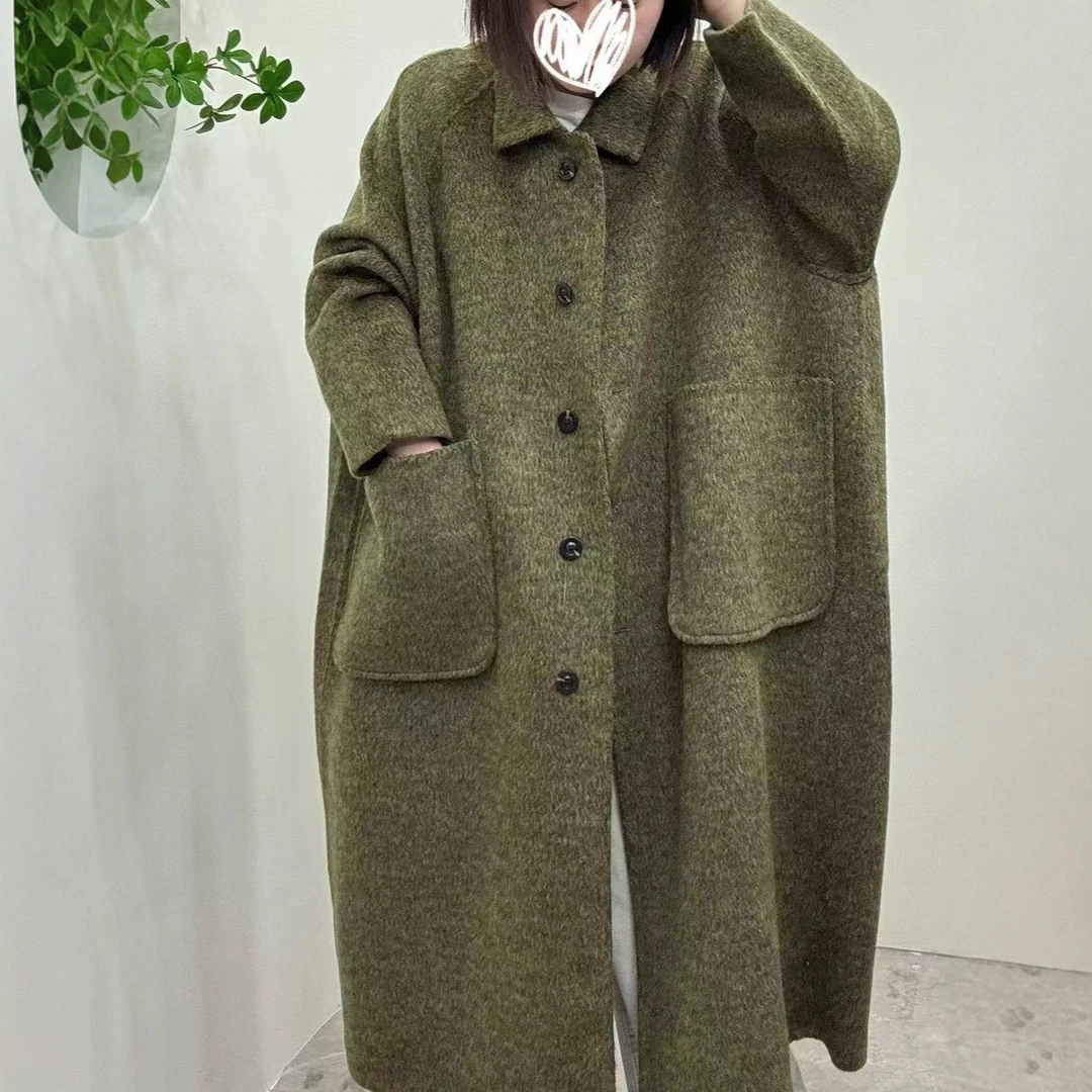 2025【随性慵懒】秋冬新款宽松版慵懒风双面羊毛加长款大衣